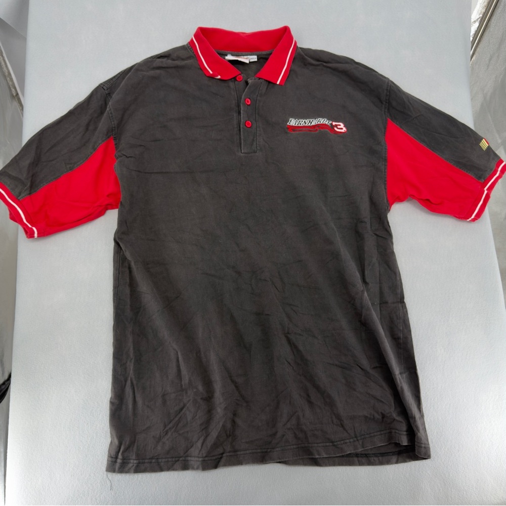 Winners Circle Dale Earnhardt Black & Red Collared Polo Shirt XL Mens